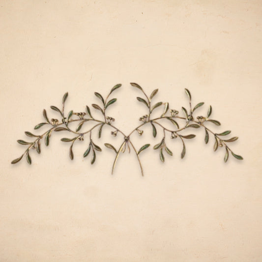 Olive Leaf Iron Wall Grille - Red, Green, Gold Metal Wall Decor on beige wall | INSIDE OUT | InsideOutCatalog.com