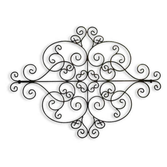 Oversized Iron Scroll Wall Grille - Brown Taupe Large Metal Wall Decor (53.5")