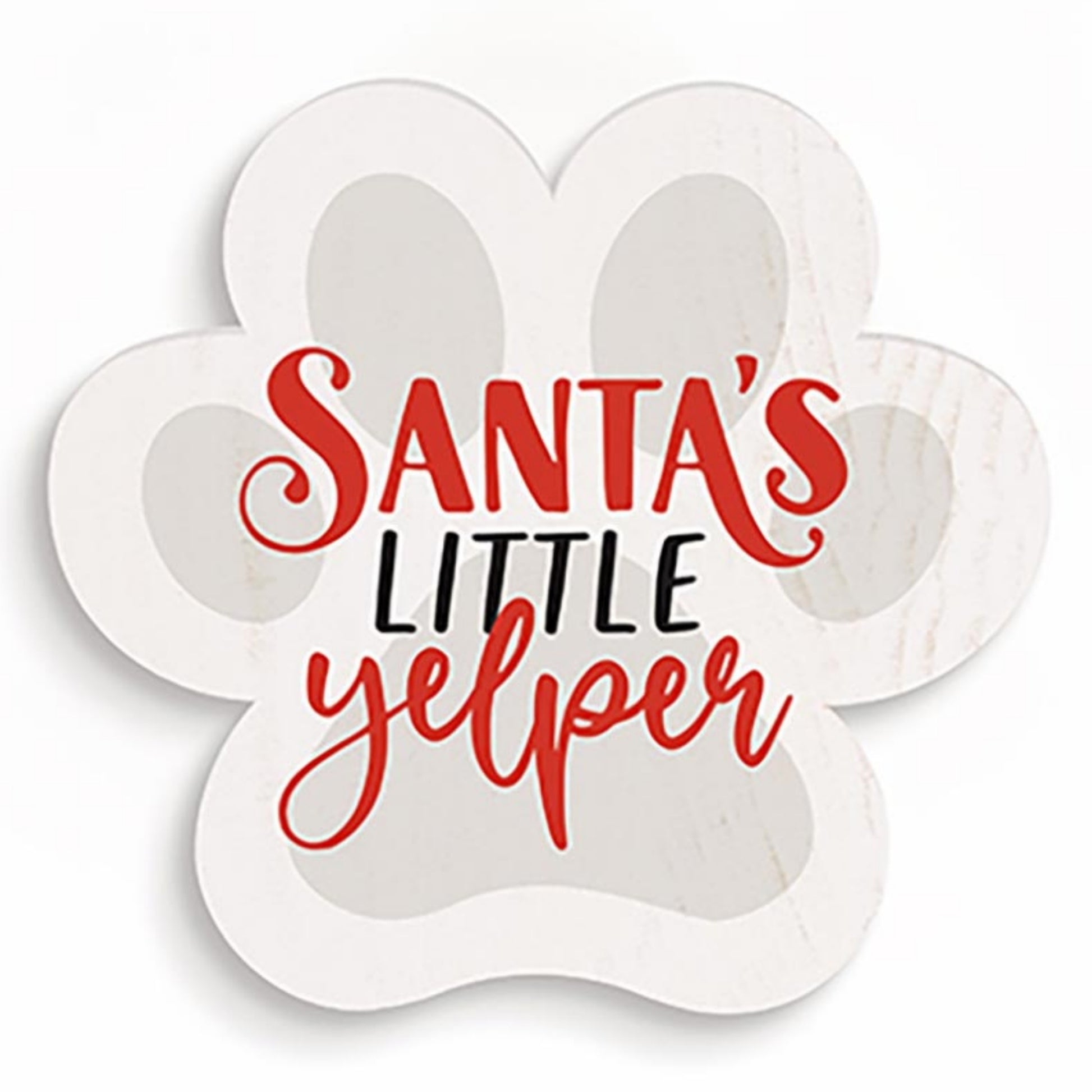 Santa's Little Yelper Pawprint Wood Block - Christmas Tabletop Pet Decor Home Accent | InsideOutCatalog.com