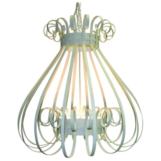 Large White Iron Birdcage Style Chandelier - Four Light Hanging Iron Chandelier | INSIDE OUT | InsideOutCatalog.com