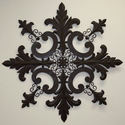 Iron Wall Medallion - Snowflake Design - Antique Brown Iron Wall Decor (38" or 50") | INSIDE OUT | InsideOutCatalog.com