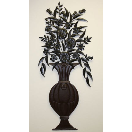 Oversized Iron Wall Decor - Large Iron Urn with Flower Arrangement | INSIDE OUT | InsideOutCatalog.com