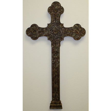 Large Iron Wall Cross - Inspirational Home Accent - Wall Decor (40"H)
