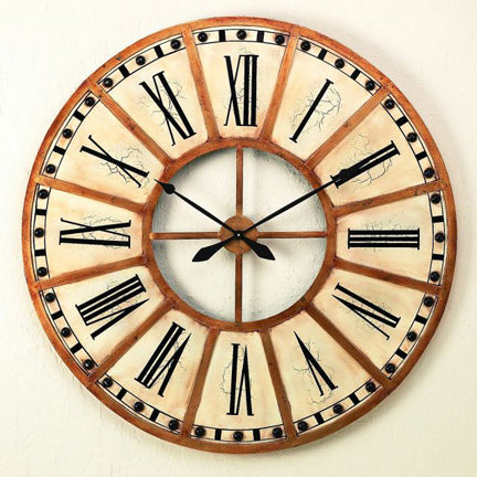 Large Iron and Tole Watch Tower Wall Clock Measures: 45"diameter Weighs: 20 pounds 10 ounces | Decorative Wall Clock | Functional Home Decor | INSIDE OUT | InsideOutCatalog.com