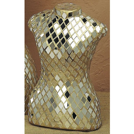 Gold Mirror Mosaic Papier Mache Dress Form - Small (11"H) | INSIDE OUT | InsideOutCatalog.com