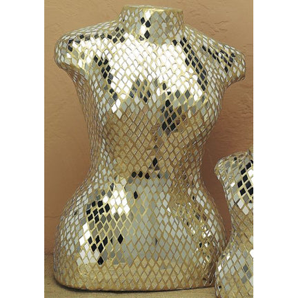 Gold Mirror Mosaic Paper Mache Dress Form - Large (20"H) | INSIDE OUT | InsideOutCatalog.com