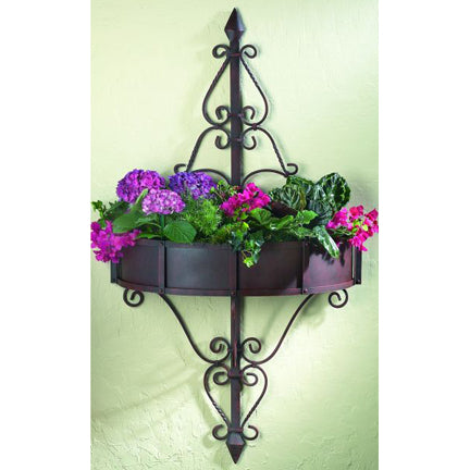 Large Iron Wall Planter with Removable Liner - Antique Brown Planter (77"H) | INSIDE OUT | InsideOutCatalog.com
