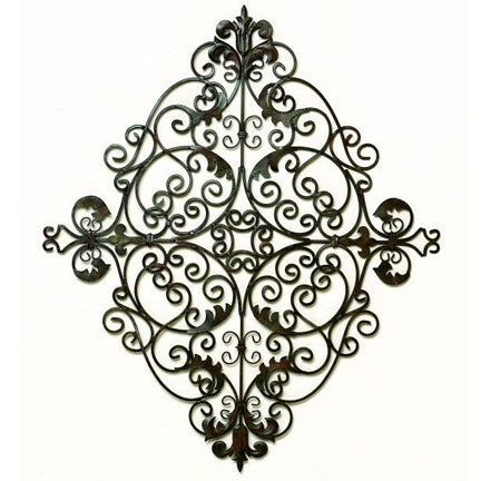 Iron Scroll Wall Grille - Metal Wall Art - Two Ways to Hang (44") Shown Vertically | INSIDE OUT | InsideOutCatalog.com
