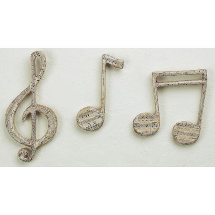 Music Symbols Wall Decor with French Music Sheets - Set of Three