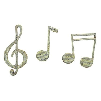 Music Symbols Wall Decor with French Music Sheets - Set of Three