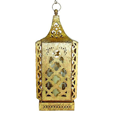 Italian Gold Moroccan Style Candle Lantern - Hexagonal Lantern | INSIDE OUT | InsideOutCatalog.com