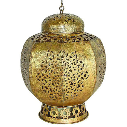 Italian Gold Moroccan Style Candle Lantern - Round Lantern (16.5"H) | INSIDE OUT | InsideOutCatalog.com