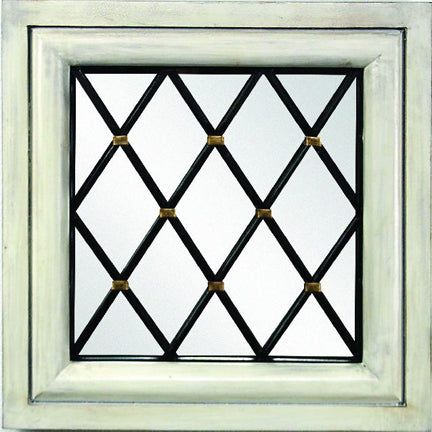 Wood Frame Square Mirror with Metal Diamond Accents | INSIDE OUT | InsideOutCatalog.com