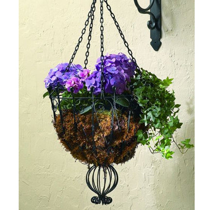 Wrought Iron Victorian Style Hanging Planter Basket - Black Iron | INSIDE OUT | InsideOutCatalog.com