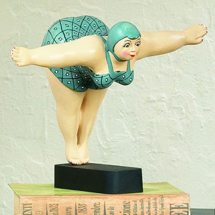 Diving Girl Resin Statue - Whimsical Statuary - Diver in Blue | INSIDE OUT | InsideOutCatalog.com