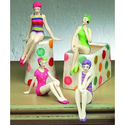 Miniature Bathing Beauties Figurine Statues in Bright Color Swimwear | INSIDE OUT | InsideOutCatalog.com