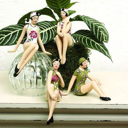 Mini Bathing Beauty Tropical Beach Girl Figurines - Miniature Resin Statues - Collection of Four | INSIDE OUT | InsideOutCatalog.com