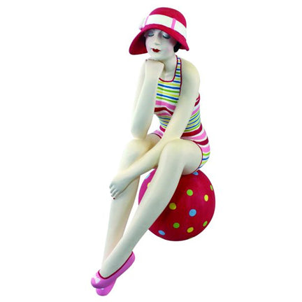Bathing Beauty Figurine in Pastel Pink Floral Swimsuit with Matching Sun Hat | INSIDE OUT | InsideOutCatalog.com