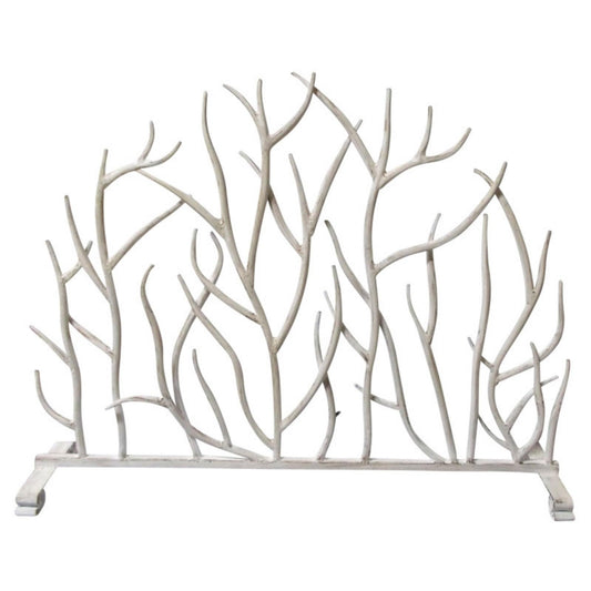Antique White Iron Twig Decorative Fire Screen | InsideOutCatalog.com