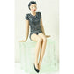 Bathing Beauty Figurine Shelf Sitter - Black & White Swimsuit & Head Scarf | Collectible Bathing Beauty Resin Statuary | Hand Painted | INSIDE OUT | InsideOutCatalog.com