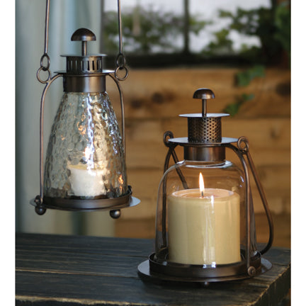 Candle Lanterns with Metal Bases and Glass Shades - Limited Quantity Left | INSIDE OUT | InsideOutCatalog.com