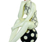 Bathing Beauty Figurine on Beach Ball - Black & White Swimsuit & Head Scarf | Collectible Bather | Beach Girl Figurine | Classic Black and White Swimwear on Collection Bathing Beauty Statuary | INSIDE OUT | InsideOutCatalog.com