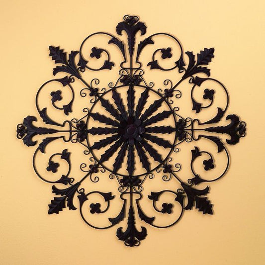 Oversized Iron and Tole Medallion Wall Grille - Antique Brown (50" diameter) | INSIDE OUT | InsideOutCatalog.com