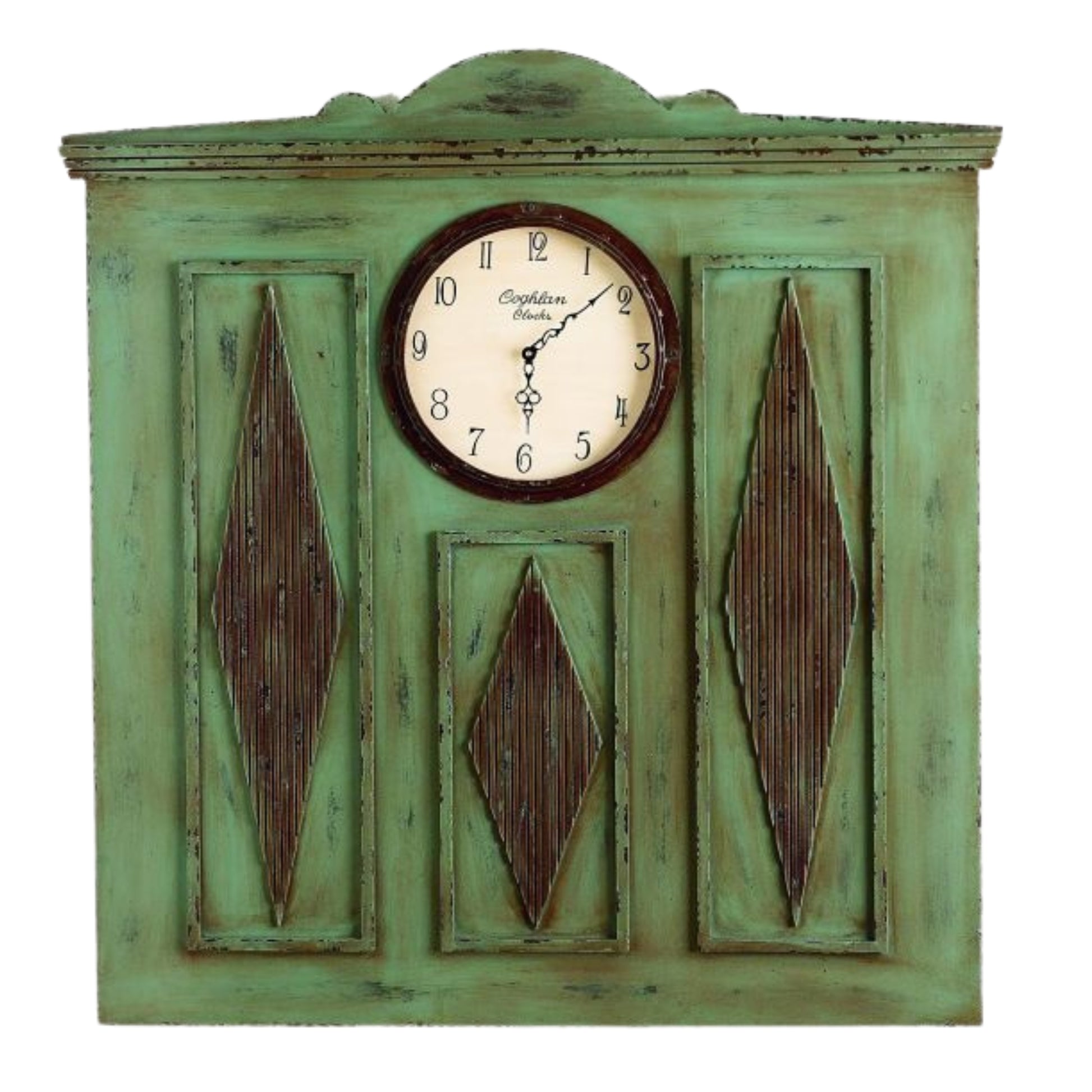Distressed Blue Carved Wood Wall Decor with Clock | INSIDE OUT | InsideOutCatalog.com