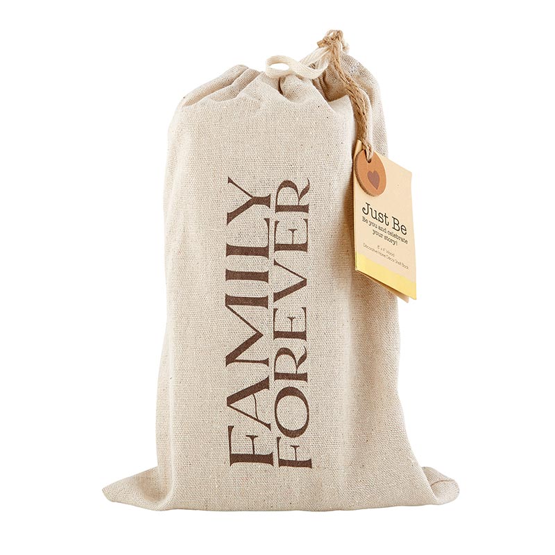 Wood Brick Message Block - FAMILY FOREVER - Inspirational Home Accent | Drawstring Bag for Gift Giving or Storage | INSIDE OUT | InsideOutCatalog.com