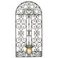 Iron Garden Gate Design Wall Hurricane Candle Holder - Antique Brown Metal Art (49.5"H) | INSIDE OUT | InsideOutCatalog.com