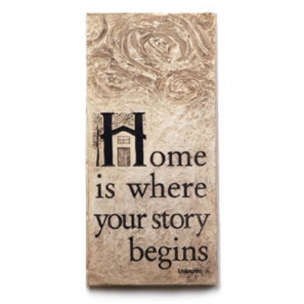 Hand Cast Stone Wall Plaque - Home is where your story begins - Wall Decor - Inspirational Word Art | INSIDE OUT | InsideOutCatalog.com