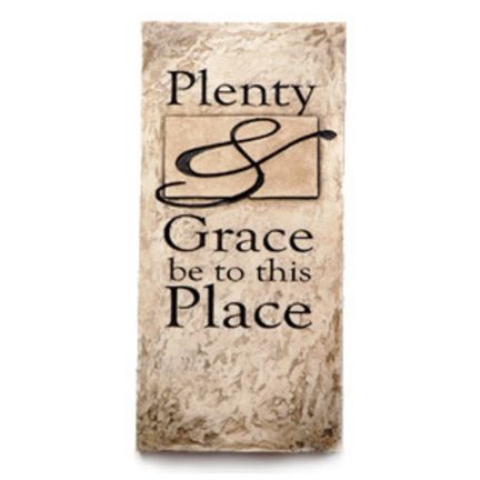 Hand Cast Stone Wall Plaque - Plenty & Grace be to this Place - Wall Decor - Inspirational Word Art | INSIDE OUT | InsideOutCatalog.com