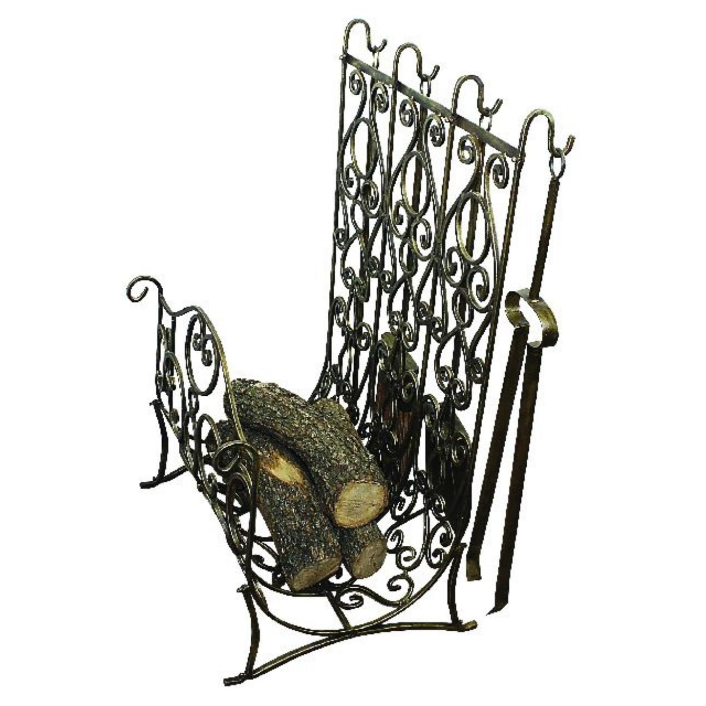 Iron Fireplace Log Holder with Fireplace Tool Accessories | INSIDE OUT | InsideOutCatalog.com