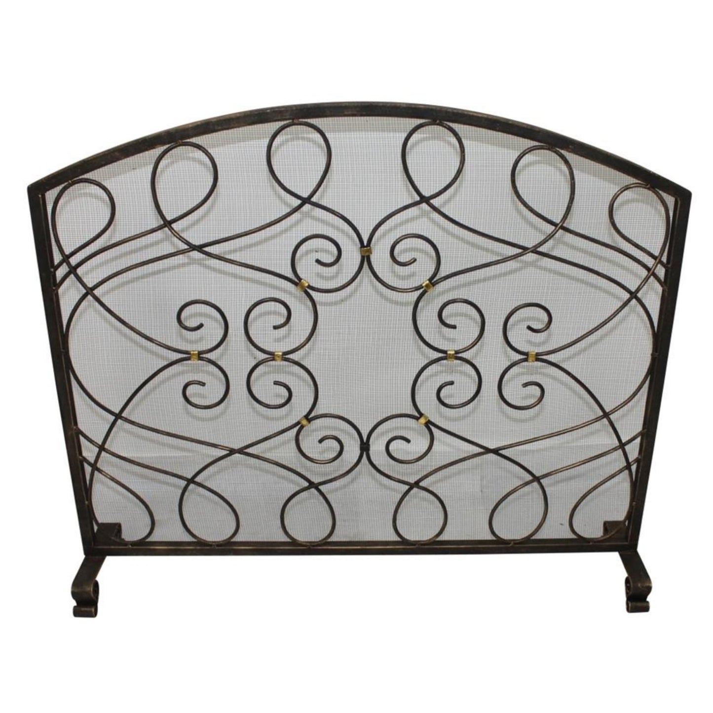 Iron Loop Design Fireplace Screen with Arched Top - Single Panel Fire Screen | InsideOutCatalog.com
