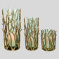 Italian Gold Iron Hurricanes - Twig Accent Iron & Glass Candle Holders - 3 Sizes to Choose From | Shown with a Sandy Beach color background for inspiration | Beautiful beach house decor | INSIDE OUT | InsideOutCatalog.com
