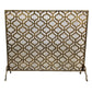 Large Iron Fire Screen with Quadrille Design - Light Burnished Gold Single Panel Fireplace Screen | InsideOutCatalog.com