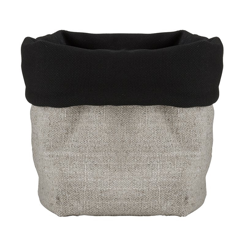 Reversible Linen Bread Pouch - Grey & Black | INSIDE OUT | InsideOutCatalog.com