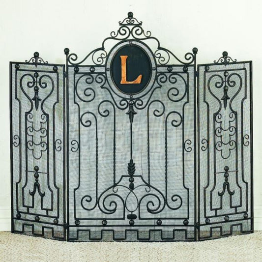 Monogrammed Iron Fire Screen - Inspired by the Design of an European Gate | INSIDE OUT | InsideOutCatalog.com