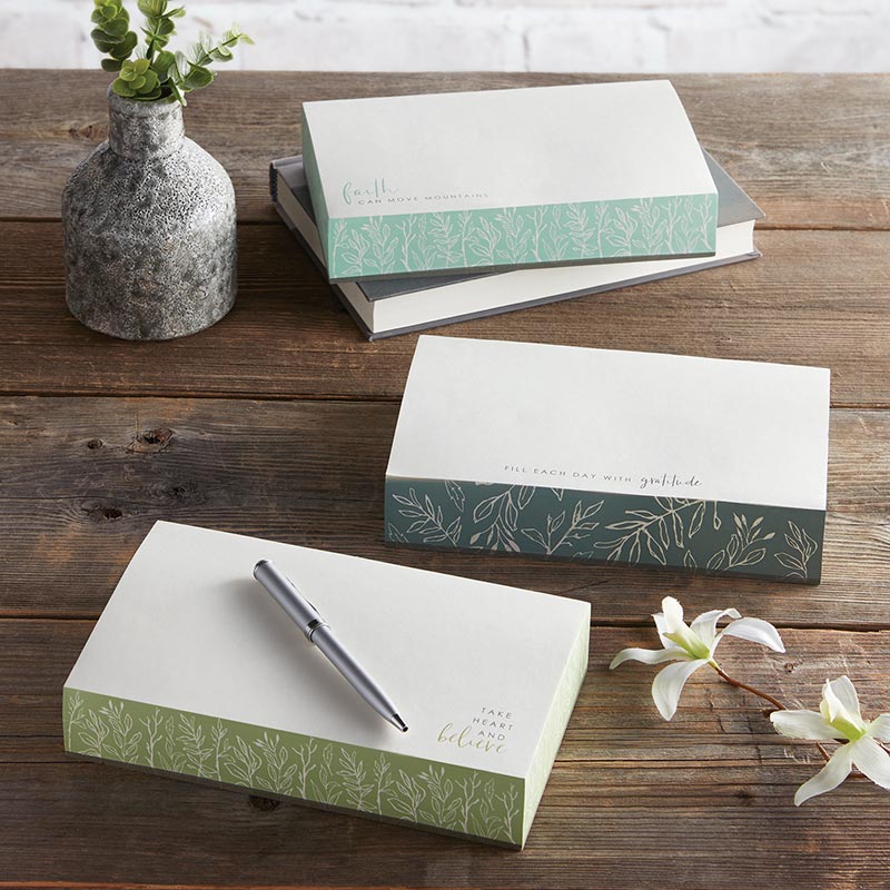 Premium Paper Block Notepads with Floral Design and Quote - 3 Designs ...