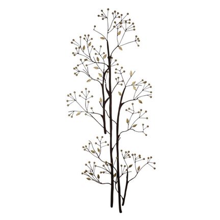 Tree Branch and Berry Iron Wall Art - Rustic Brown Gold Metal Wall Decor  (61"H) | INSIDE OUT | InsideOutCatalog.com