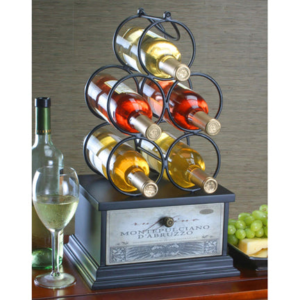 Five Bottle Countertop Wine Holder with Storage Drawer | Wine Storage - LIMITED QUANTITIES | INSIDE OUT | InsideOutCatalog.com